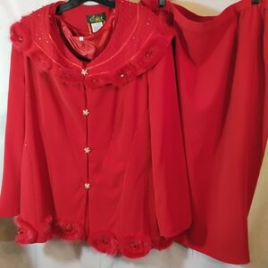 Elite Champagne Fur/Rhinestone/Beaded 3 Pc SkirtSuit